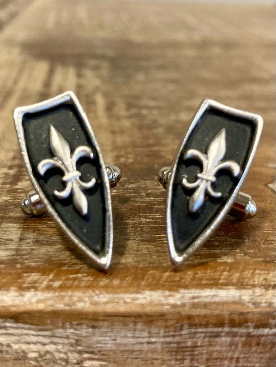 Vintage Other - Vintage Hickok Fleur‑de‑Lis Shield Cufflinks USA Made Mid‑Century Men’s Jewelry